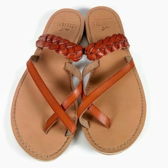 📢2/$20 Hollister Braided Strap Sandals Sz 6 Brown - Picture 3 of 15